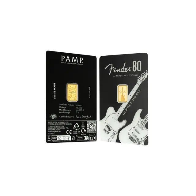 1 Gram Fender® 80th Ann. Gold Bar(Inc. Assay Card) – Pamp Suisse — photo 1