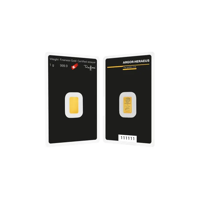 1 Gram Gold Bar(Inc. Assay Card) – Argor-Heraeus — photo 1