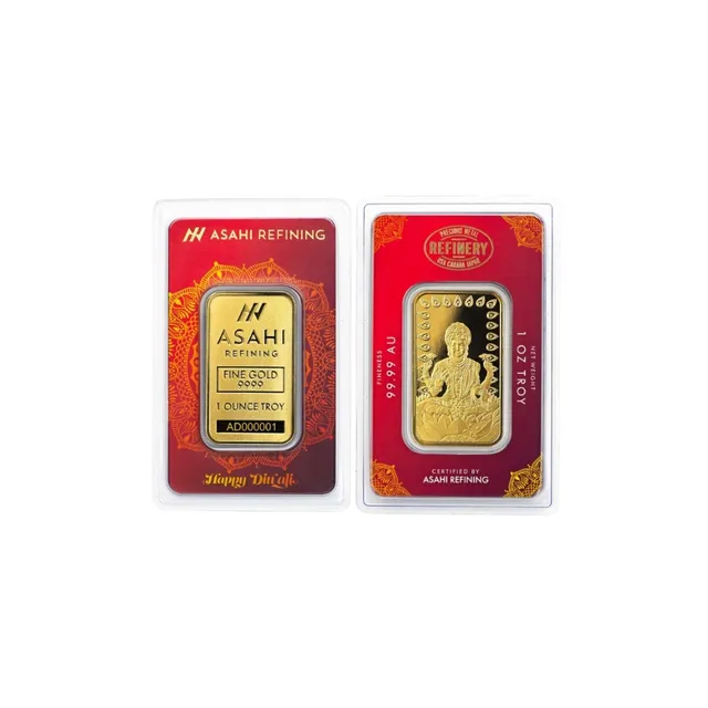 1 Oz Diwali Laxmi Gold Bar – Asahi Refining — photo 1