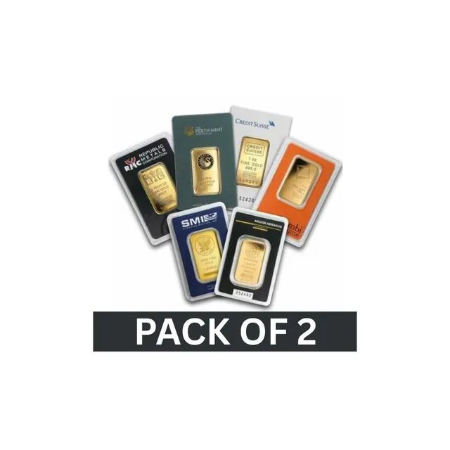 1 oz Gold Bar (Inc. Assay Card) (Circulated) (Pack Of 2) – Various Brands — photo 1