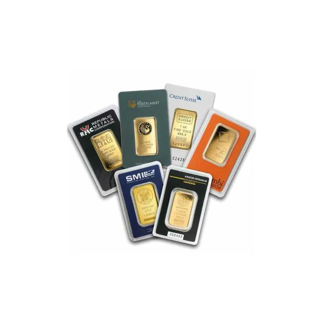 1 oz Gold Bar (Inc. Assay Card) (Circulated) – Various Brands — photo 1