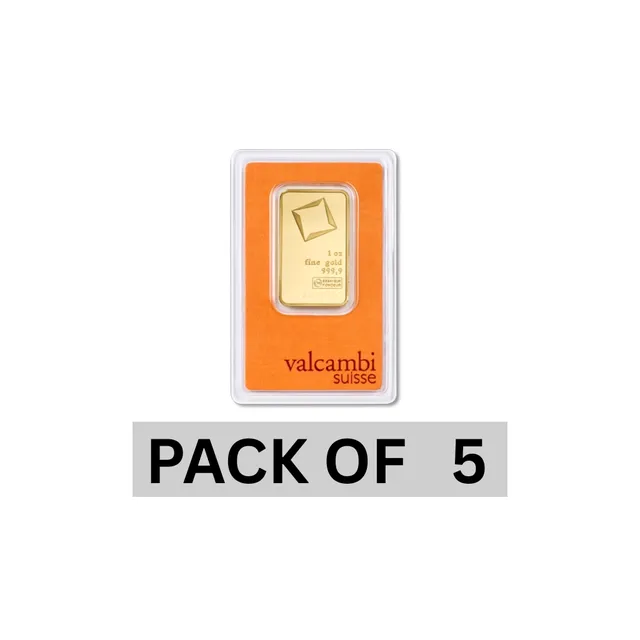 1 oz Gold Bar(Inc. Assay Card) (Pack Of 5) – Valcambi Suisse — photo 1