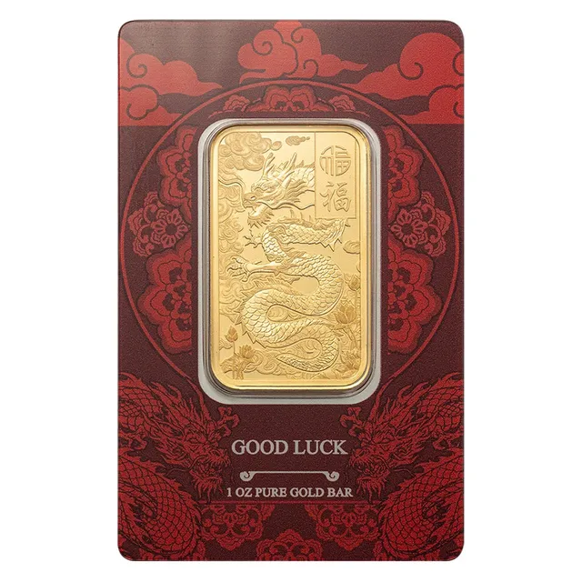 1 Oz Good Luck Yellow Dragon Gold Bar (Inc. Assay Card) – PAMP Suisse — photo 1