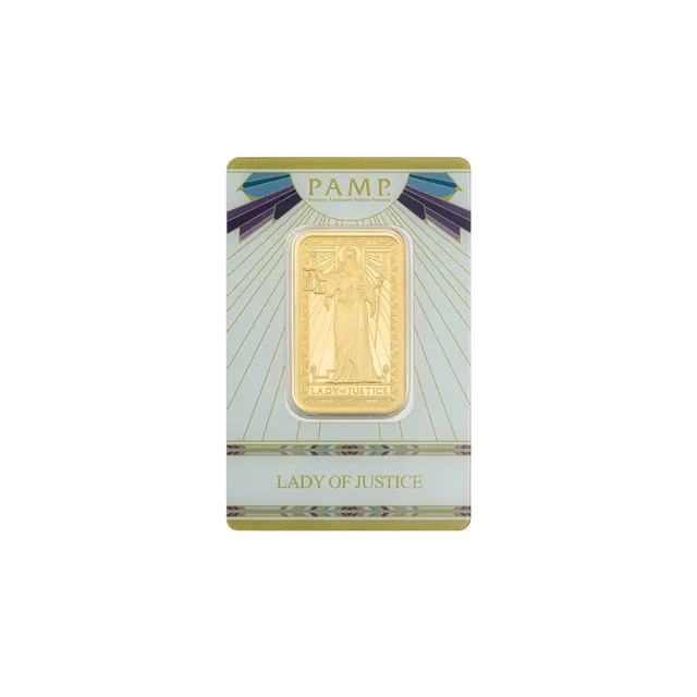 1 Oz Lady of Justice Gold Bar (Inc. Assay Card) – PAMP Suisse — photo 1