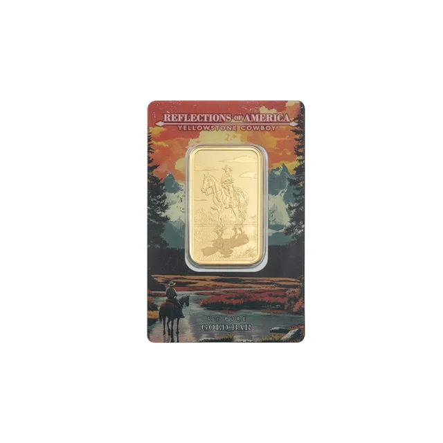 1 Oz Reflections of America Yellowstone Cowboy Gold Bar (Inc. Assay Card) – PAMP Suisse — photo 1