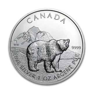 1 Oz Silver 2011 Wildlife Series Grizzly Coin