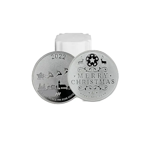 1 Oz Silver Merry Christmas Round Tube (20 Pieces) – Asahi Refining — photo 1