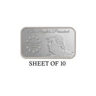 1 oz Trump Silver Bar Sheet (Sealed) (10 Pcs.)