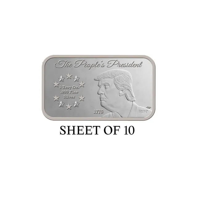 1 oz Trump Silver Bar Sheet (Sealed) (10 Pcs.) — photo 1