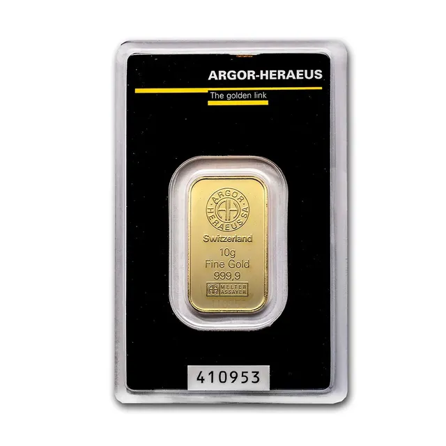 10 Gram Gold Bar (Inc. Assay Card) – Argor Heraeus Swiss — photo 1