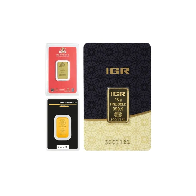 10 Gram Gold Bar (Inc. Assay Card) (Circulated) – Various Brands — photo 1