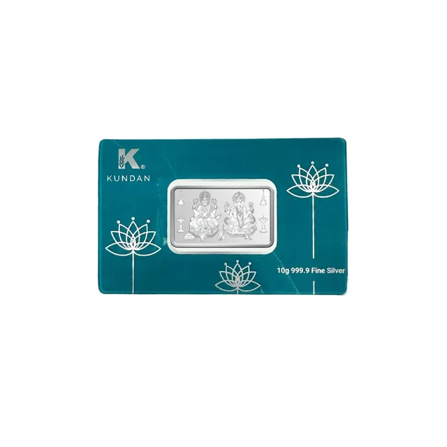 10 Gram Lakshmi Ganesha Silver Bar (999.9) (Inc Assay Card) – Kundan — photo 1