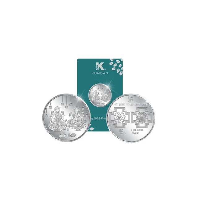 10 Gram Lakshmi Ganesha Silver Coin (999.9) (Inc Assay Card) – Kundan — photo 1