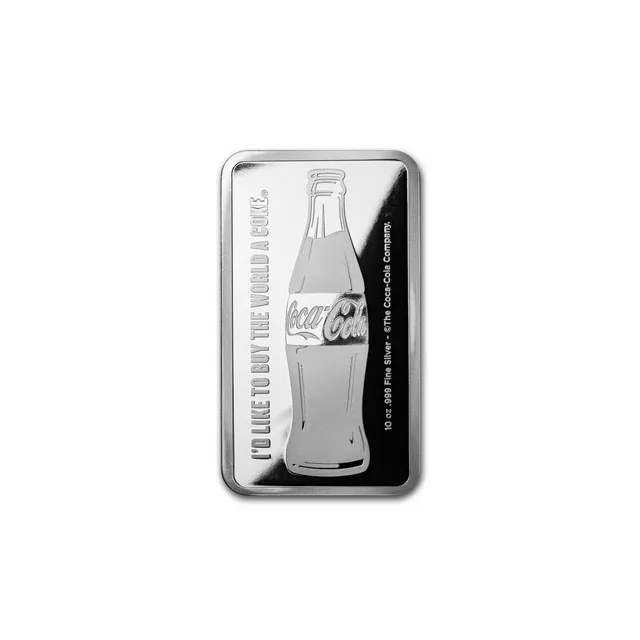 10 oz Coca Cola Pure Silver .999 Bar — photo 1