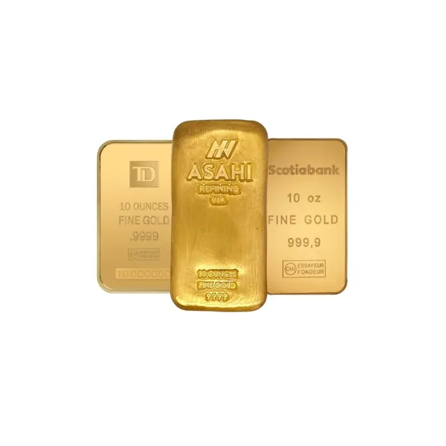 10 oz Gold Bar(Circulated) – Assorted Brands — photo 1