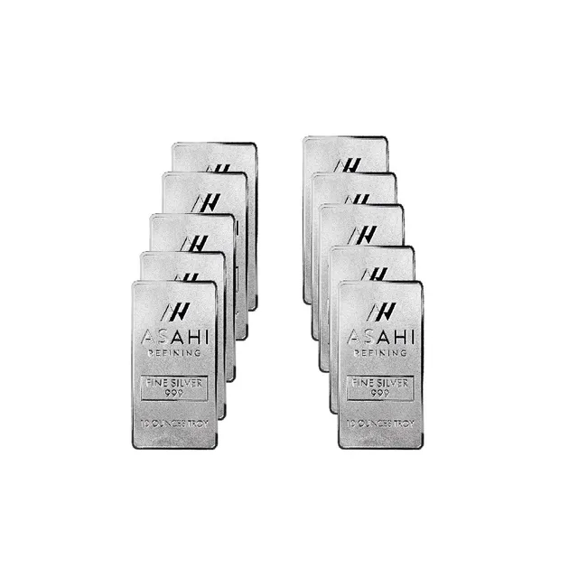 10 oz Silver Bar Bundle (100 Oz) (Sealed) (Circulated) – Asahi Refining — photo 1