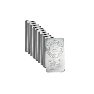 10 oz Silver Bar Bundle (100 Oz) Sealed – Royal Canadian Mint