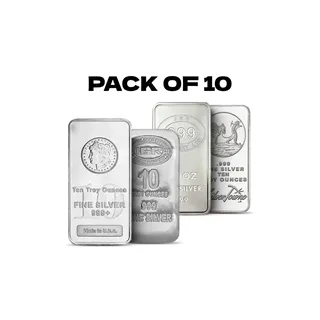 10 oz Silver Bar Unsealed (Circulated) (Pack Of 10) – Various Brands