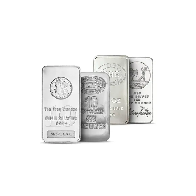 10 oz Silver Bar Unsealed (Circulated) – Various Brands — photo 1