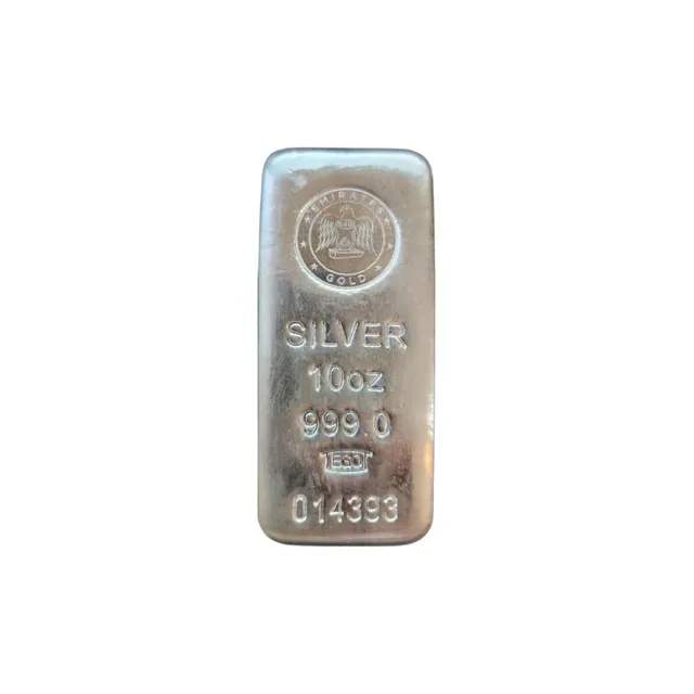 10 Oz Silver Cast Bar (Circulated) (Unsealed) – Emirates Gold — photo 1