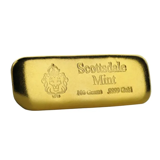 100 Gm Gold Bar (Circulated) (Unsealed) – Scottsdale Mint — photo 1