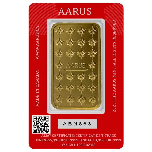 100 Gram Aarus Gold Bar — photo 1