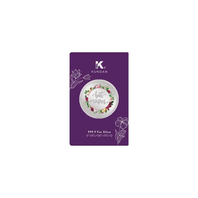 20 gram (999.9) Best Wishes Coloured Silver Round (Inc Capsule)- Kundan — photo 1