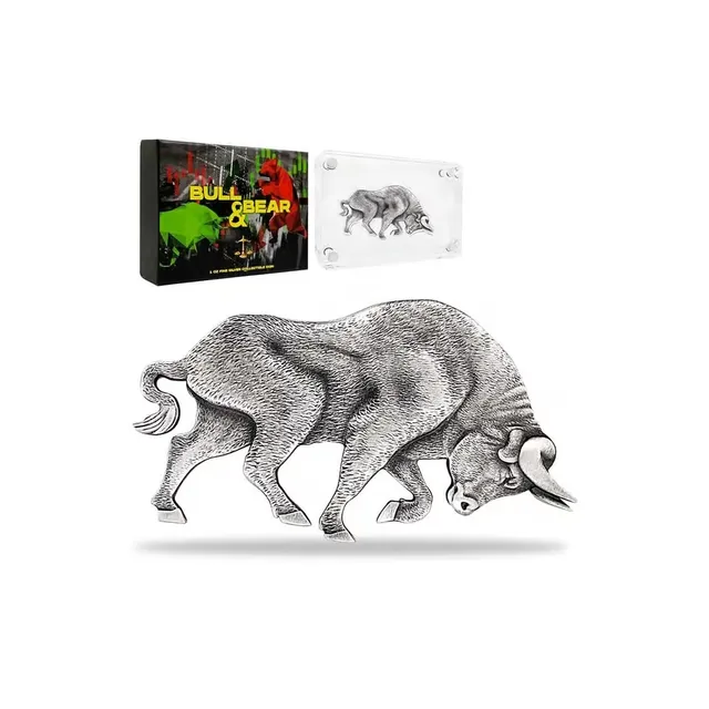 2021 1 oz Silver Bull Shaped Antiqued High Relief Coin (w/Box) – Chad — photo 1