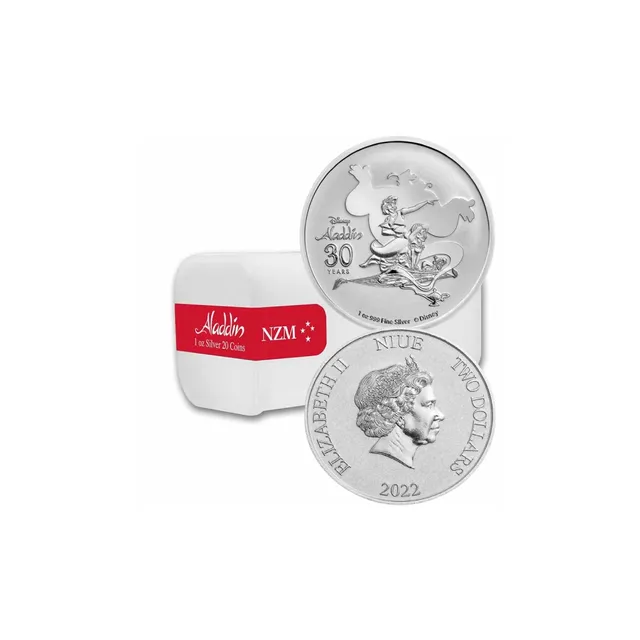 2022 1 Oz Silver Disney Aladdin Coin Tube – New Zealand Mint — photo 1