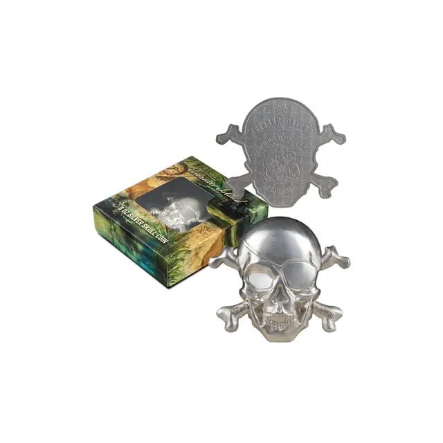 2022 Barbados Treasure Island Skull 5 oz Silver Coin BU — photo 1