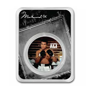 2023 1 Oz Muhammad Ali Silver Coloured Coin (Inc. TEP) – NIUE