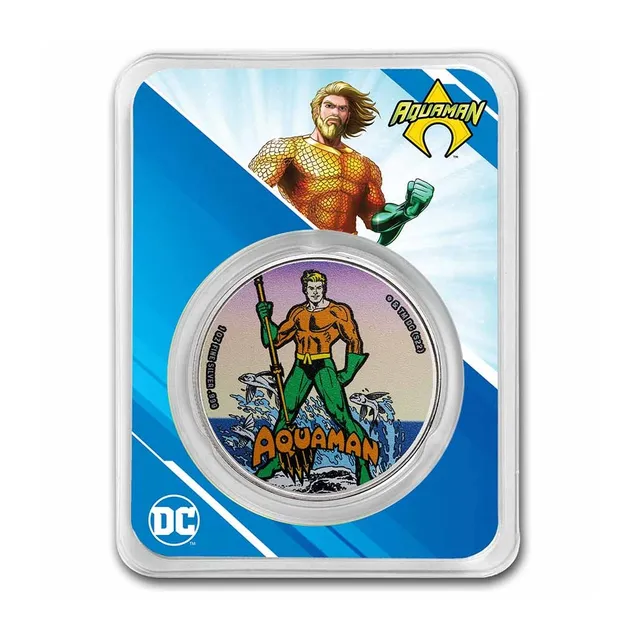 2023 1 Oz Silver Aquaman DC Comics Coloured Coin – Samoa — photo 1