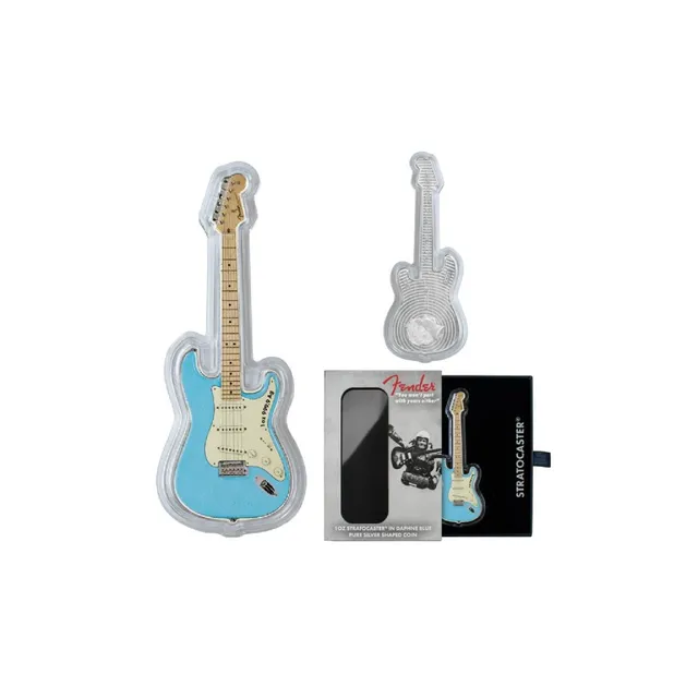 2023 1 Oz Silver FENDER Stratocaster Daphne Blue Guitar (Inc. Case) – PAMP Suisse — photo 1