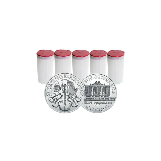 2023 1 Oz Silver Philharmonic Coin Tube  (Pack of 5) (100 Pcs) – Austrian Mint — photo 1