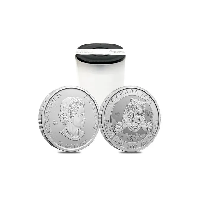 2023 2 Oz Smilodon Sabre-Tooth Cat Silver Coin Tube (14 Pcs) – Royal Canadian Mint — photo 1