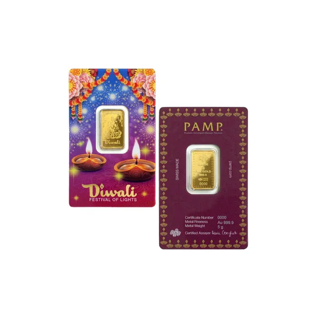 2023 5 gram Diwali Lakshmi Festival of Lights Gold Bar (Inc. Assay Card) – PAMP Suisse — photo 1