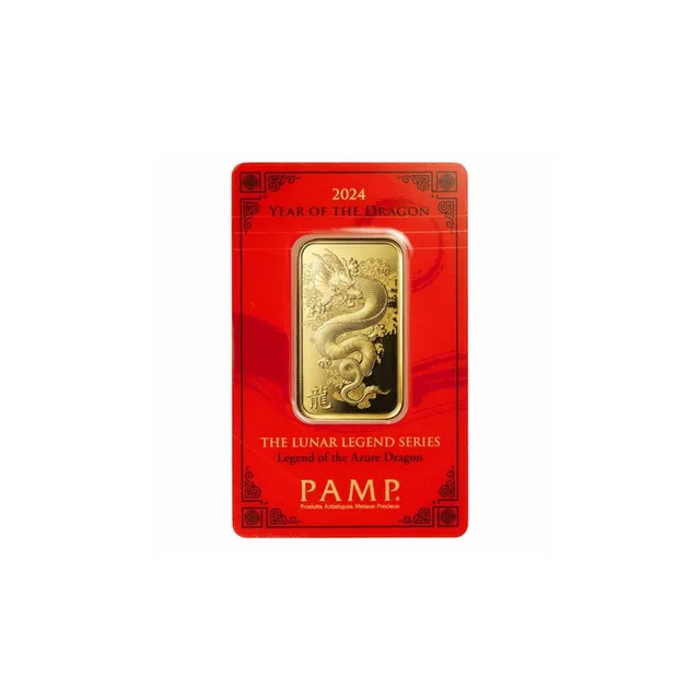 2024 1 oz Lunar Series Year of the Legends Azure Dragon Gold Bar (In Assay) (With Cover) – PAMP Suisse — photo 1