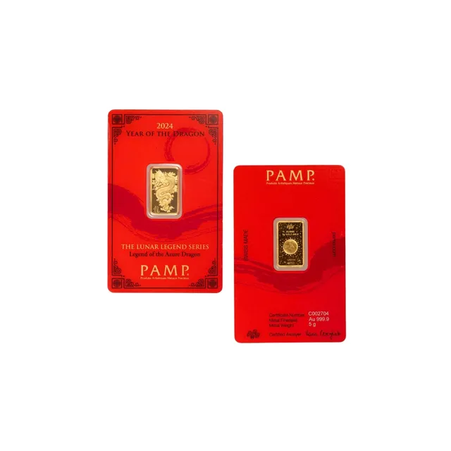 2024 5 Gram Lunar Series Year of the Dragon Gold Bar (Inc. Assay Card) – PAMP Suisse — photo 1