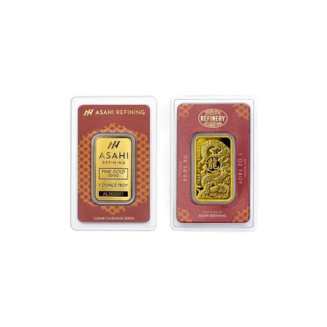 2024 Lunar Dragon 1 Oz Gold Bar (Inc Assay Card) – Asahi Refining — photo 1