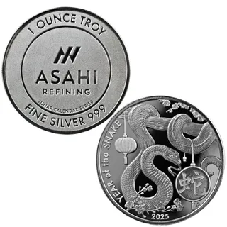 2025 1 oz Lunar Snake Silver Round – Asahi Refining