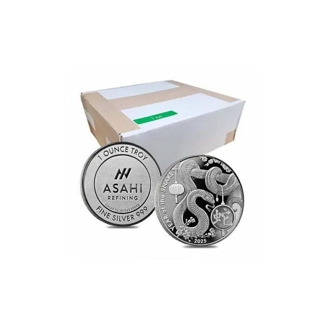 2025 1 oz Lunar Snake Silver Round Monster Box (500 Pcs) – Asahi Refining — photo 1