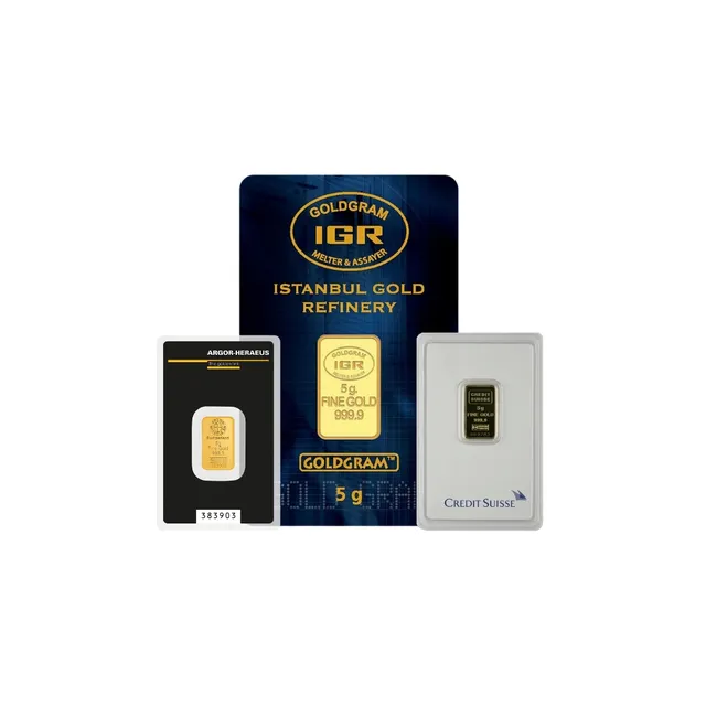 5 Gram Gold Bar (Inc. Assay Card) (Circulated) – Various Brands — photo 1