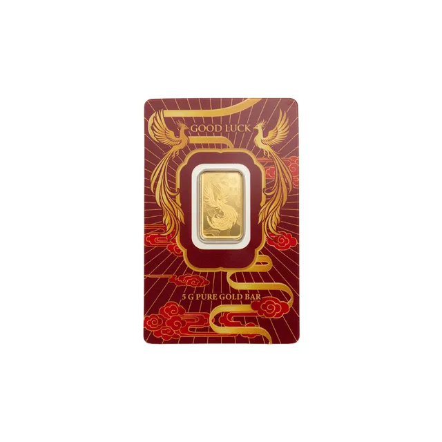 5 Gram Good Luck Phoenix Gold Bar (Inc. Assay Card) – PAMP Suisse — photo 1