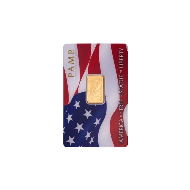 5 Gram Statue of Liberty Gold Bar (Inc Assay Card) – Pamp Suisse — photo 1