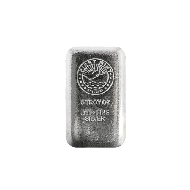 5 oz Silver Cast Bar – First Mint — photo 1