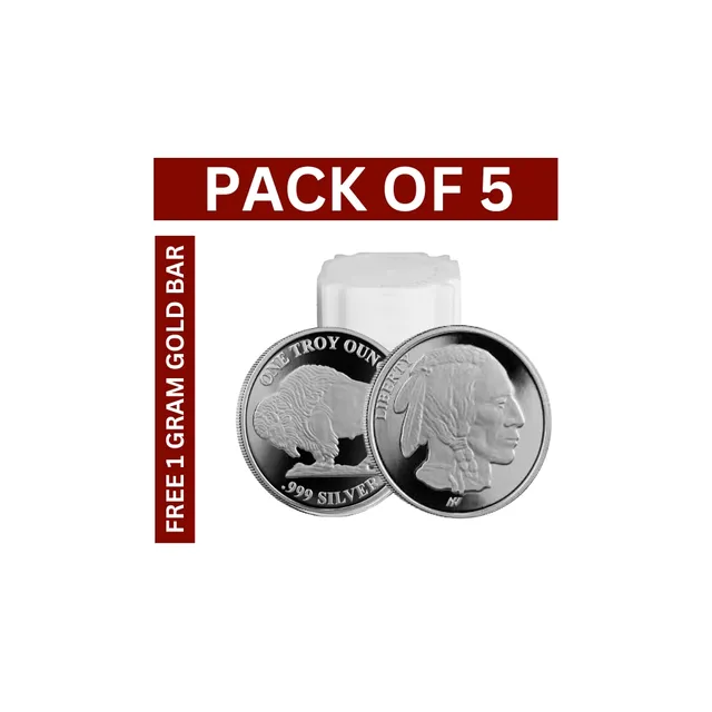 5 x 1 oz Silver Buffalo Round Tube (20 Pcs) – Various Mints & Design — photo 1