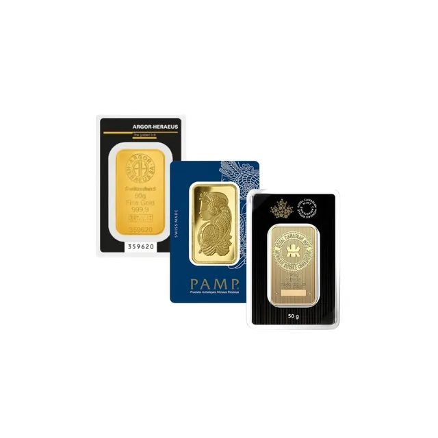 50 Gram Gold Bar ( Inc. Assay Card) (Circulated) – Various Mints — photo 1