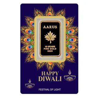 Aarus Gold 10 Grams 9999 Happy Diwali Bar