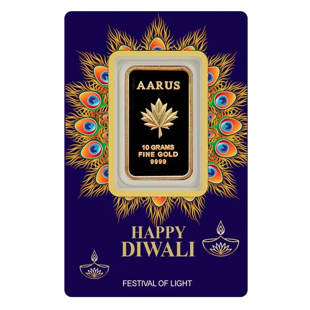 Aarus Gold 10 Grams 9999 Happy Diwali Bar — photo 1