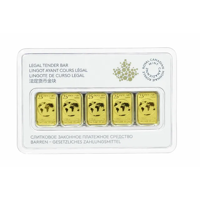 GOLD RCM 1/10 x 5 9999 BARS SHEET — photo 1